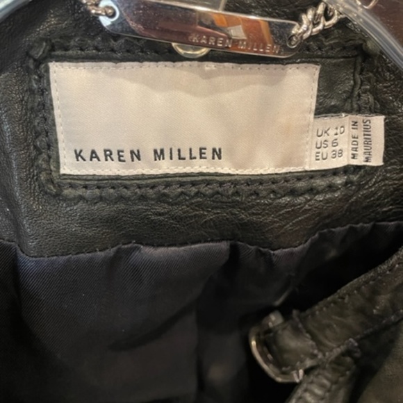 KAREN MILLEN Black Leather Moto Biker Jacket - Picture 4 of 11